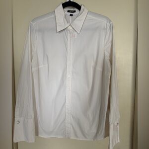 JACOB White Tailored Button Down Shirt | Fitted Cotton Work Blouse